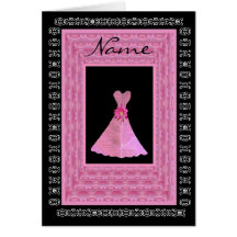 Maid of Honour Invitation PINK Dress Petal Trim Card