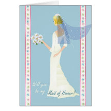Maid of Honour Request - in blue. Card