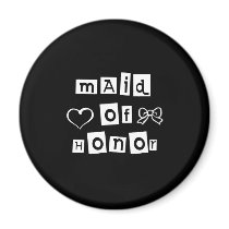 Maid of Honour White on Black Refrigerator Magnets