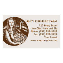 maid with basket of crop harvest business cards