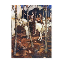 Maidens on White Horses Vertical Postcard