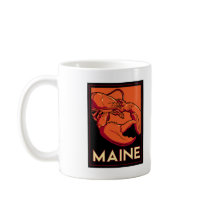 Maine art deco retro travel poster coffee mugs
