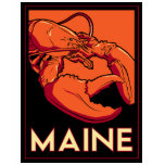 Maine art deco retro travel poster t-shirts