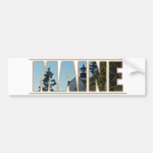Maine Bass Harbour Lighthouse Image Text Bumper Stickers