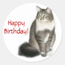Maine Coon Cat Happy Birthday Sticker