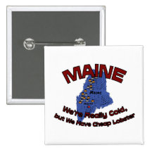 Maine ME Motto ~ We're Really Cold But Have Cheap Pinback Buttons