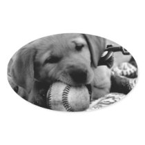 Major League Puppy Oval Sticker