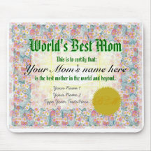 Make a World's Best Mom Certificate Mousepad