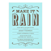 Make it Rain Blue Baby Shower Invitations