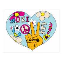 Make Love Not War ~ 60s Hippie Peace Sign postcards