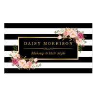 Makeup Artist Beauty Salon Gold Vintage Floral Business Card