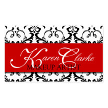 Makeup Artist Business Card Damask Red