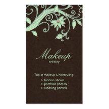 Makeup Artist Business Card Flower Green Brown