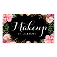Makeup Artist Modern Script Girly Floral Wrapping Business Card