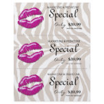 Makeup Beauty Flyer Glossy Pink Lips Zebra