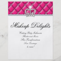 Makeup Flyer Hair Salon Satin Diamonds Pink White