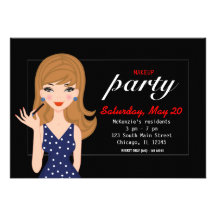 Makeup party custom invitations