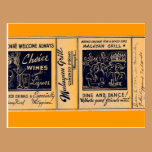 malayan grill 1940's stub LARGER postcards