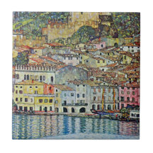 Malcesine on Lake Garda By Gustav Klimt Ceramic Tile