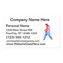 Male acoustic guitar player pink shirt  jeans business card templates