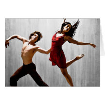 Male and Female Modern Dancers in Red Dress Greeting Cards