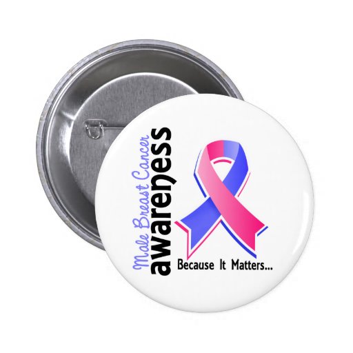 Male Breast Cancer Awareness 5 Pinback Buttons