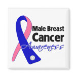 Male Breast Cancer Awareness Ribbon magnets