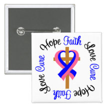 Male Breast Cancer Faith Hope Love Cross Pin