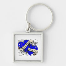 Male Breast Cancer Hope Faith Dual Hearts Key Chain