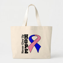 Male Breast Cancer Hope Never Give Up Tote Bags
