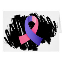 Male Breast Cancer Pink Blue Ribbon With Scribble Greeting Cards