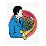Male French Horn Player Blue Suit Pink Background Personalized Invitations
