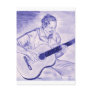 Male playing acoustic guitar while sitting Purple Post Card