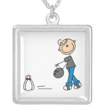Male Stick Figure Bowling Necklace