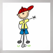 Male Stick Figure Golfer Posters