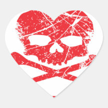 MALICIOUS MISCHIEF -SKULL&BONES HEART STICKER