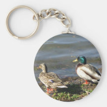 Mallard duck couple keychain