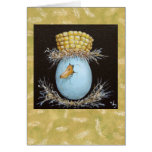 mallard egg with corn cob hat card