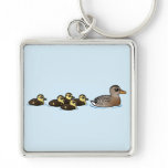 Mallard & five ducklings keychain