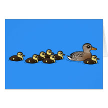 Mallard & seven ducklings card