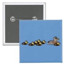 Mallard & seven ducklings pins