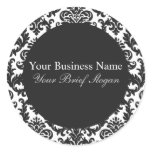 Mallory #2 Chic Black Damask Round Sticker