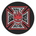 Maltese Flaming Skull Stickers