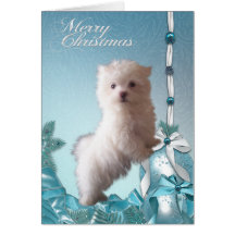 Maltese Puppy Dog Christmas Card