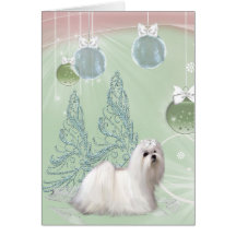 Maltese Puppy Dog Christmas Card
