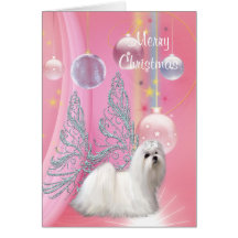 Maltese Puppy Dog Christmas Greeting Cards