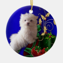 Maltese Puppy Dog Ornament