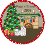 Maltese Puppy's First Christmas Ornament 2009 Photo Cut Out