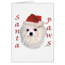 Maltese Santa Paws Greeting Card