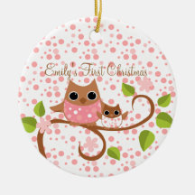 Mama and Baby Owl Christmas Ornaments